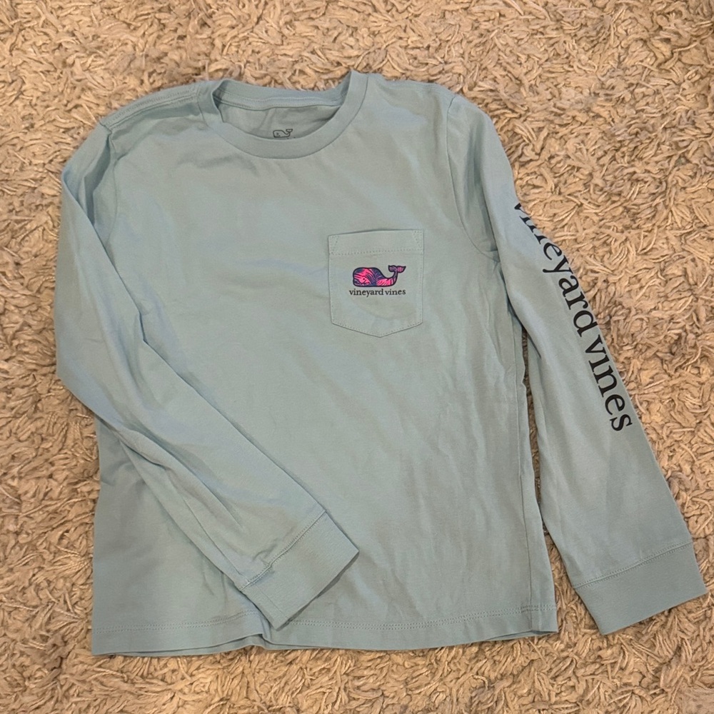 Vineyard Vines Kids Aqua Long Sleeve Tee